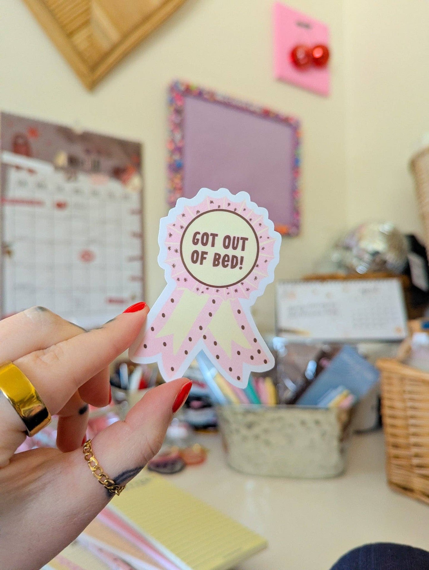 Got out of bed award sticker
