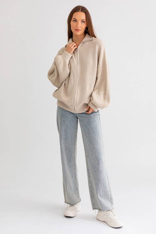 Le Lis | ZIP UP OVERSIZED SWEATER CARDIGAN