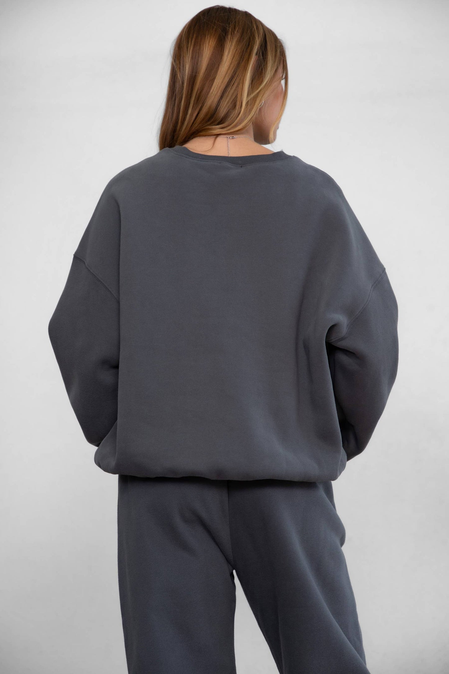 VARSITY Plush Fleece Crew Neck Lounge Pullover Sweatshirt