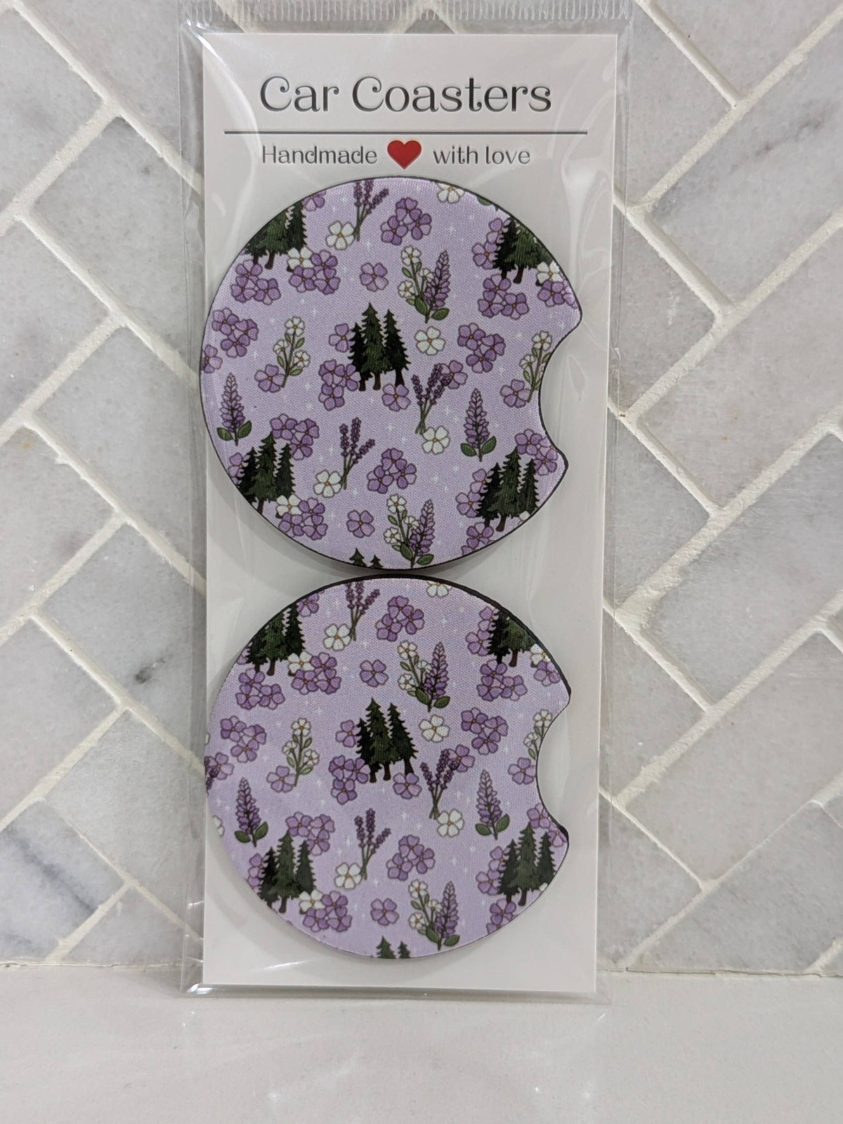 Twilight Lavender Meadow Car Coasters