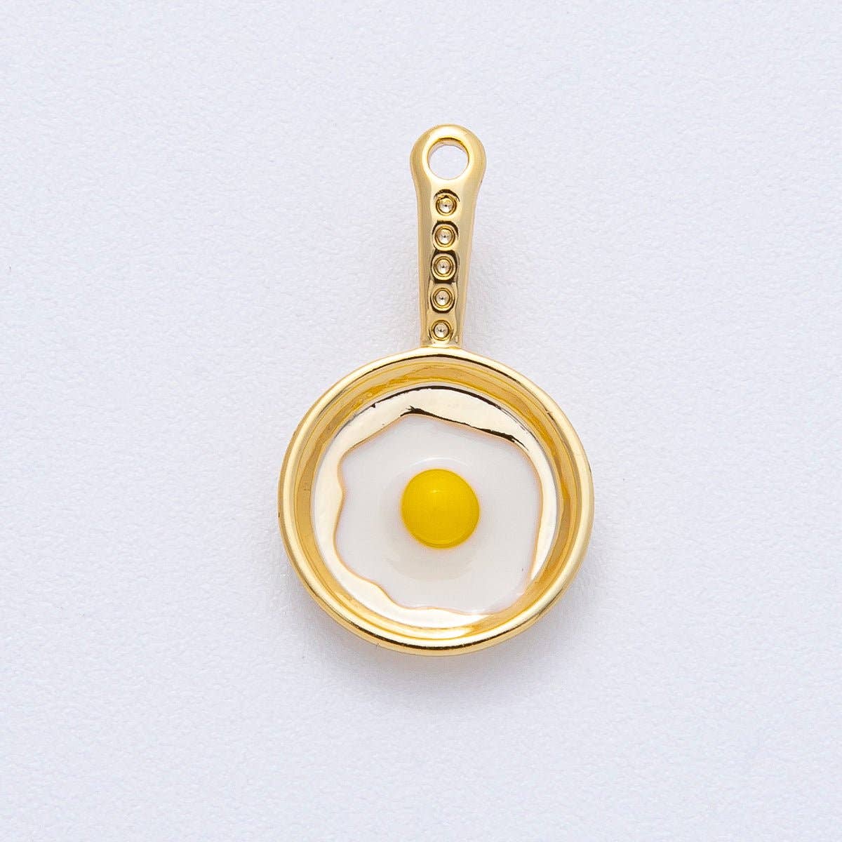 18K Gold Filled 20mm Sunny Side Egg Frying Pan Culinary Food Pendant | AF1218