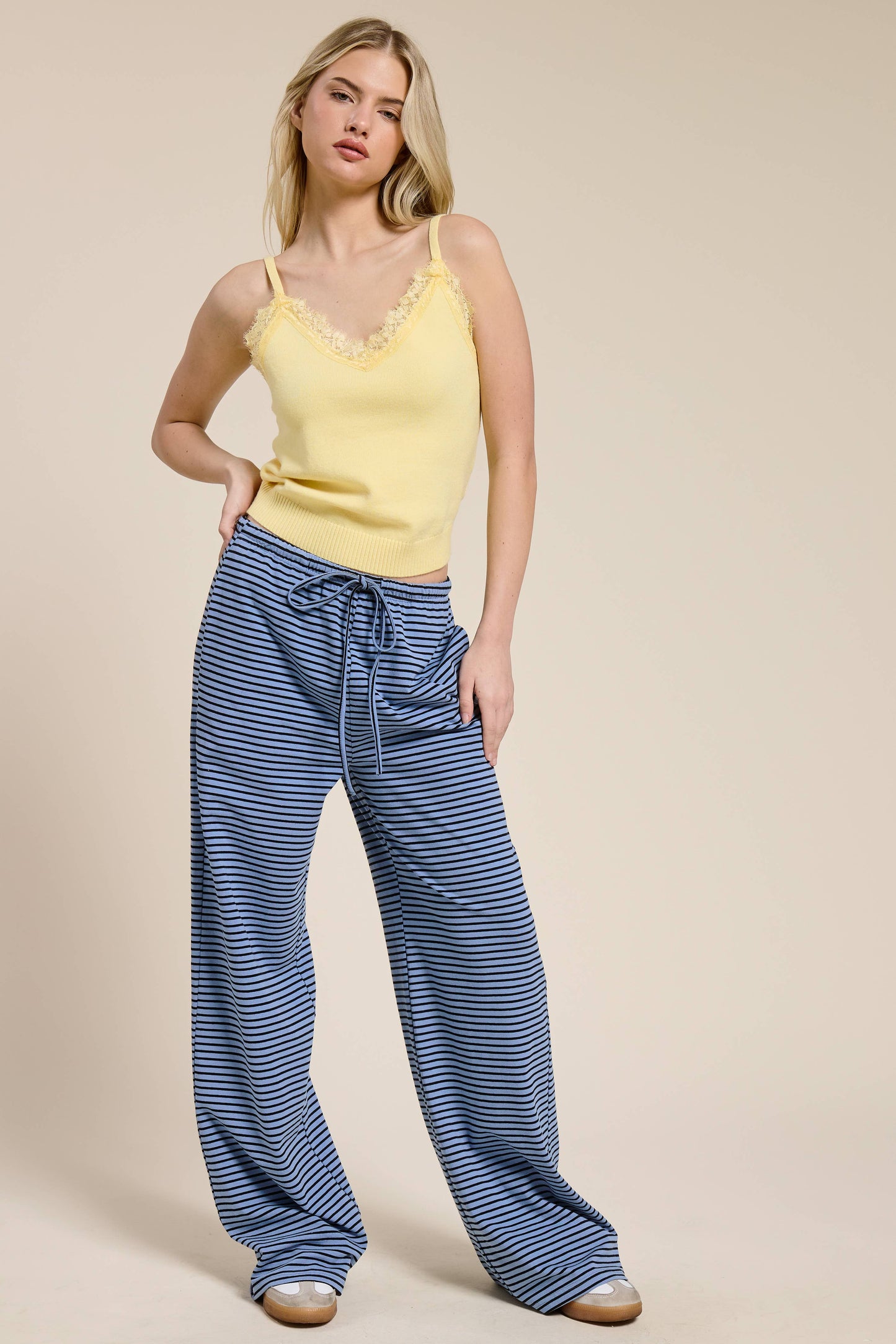Mimosa | Striped Drawstring Wide Leg Pants