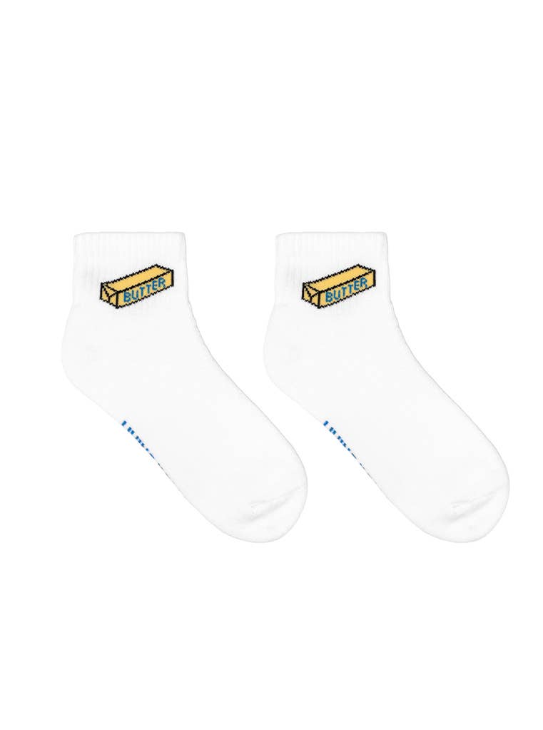 Classic Ankle Socks w/Ribbed Tubing - "Butter" Stick - White