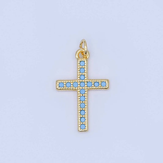 Turquoise Micro Paved Cross Charm