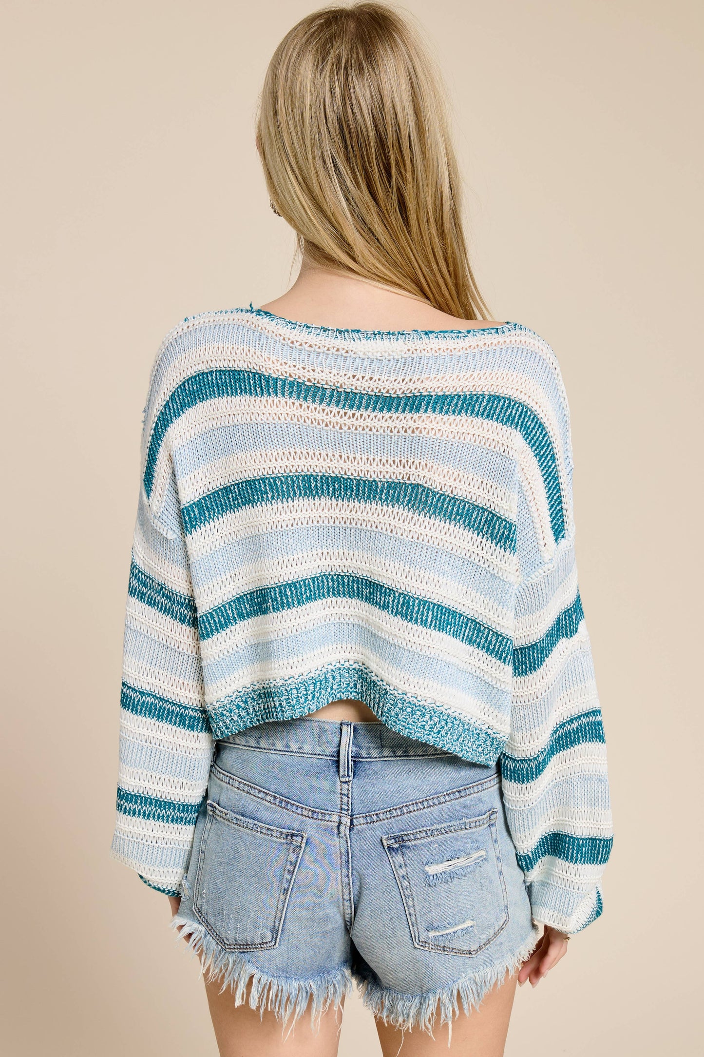 Contrast Stripe Lightweight Knit Sweater