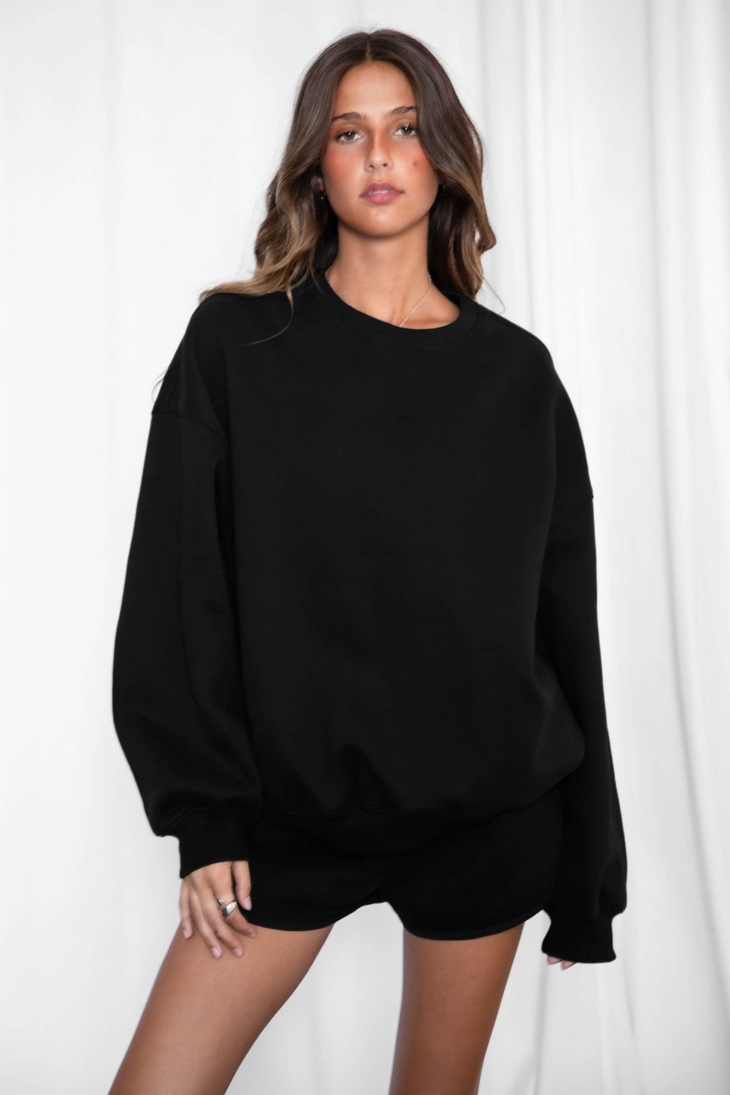 VARSITY Plush Fleece Crew Neck Lounge Pullover Sweatshirt