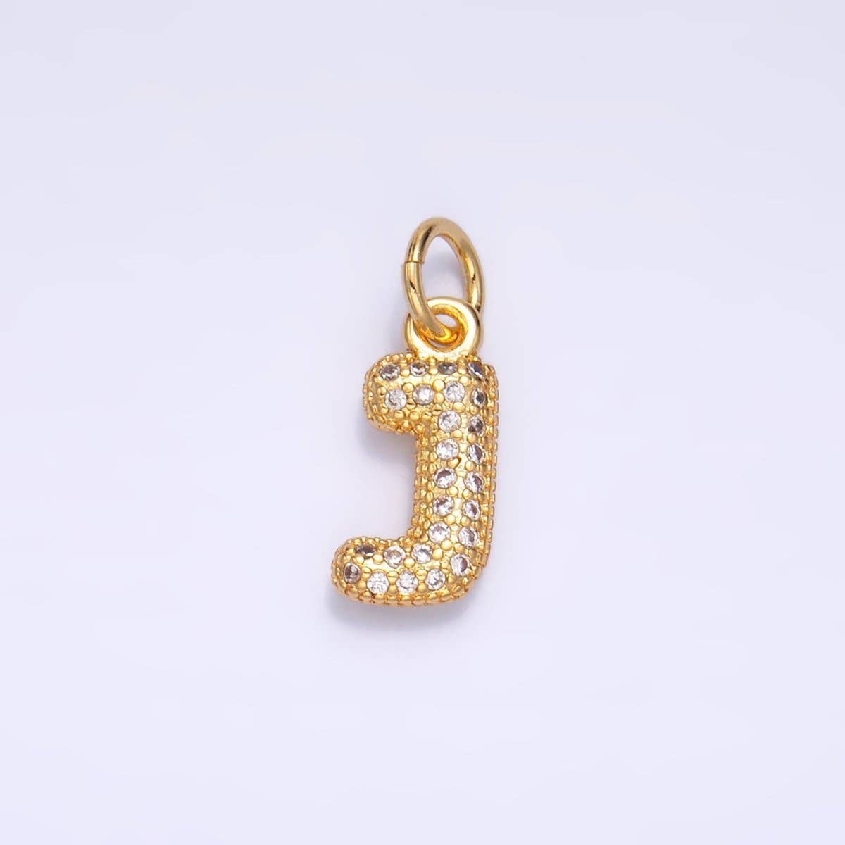 24K Gold Filled Micro Paved CZ Chubby Balloon Initial Letter Pendant | A015 - A027