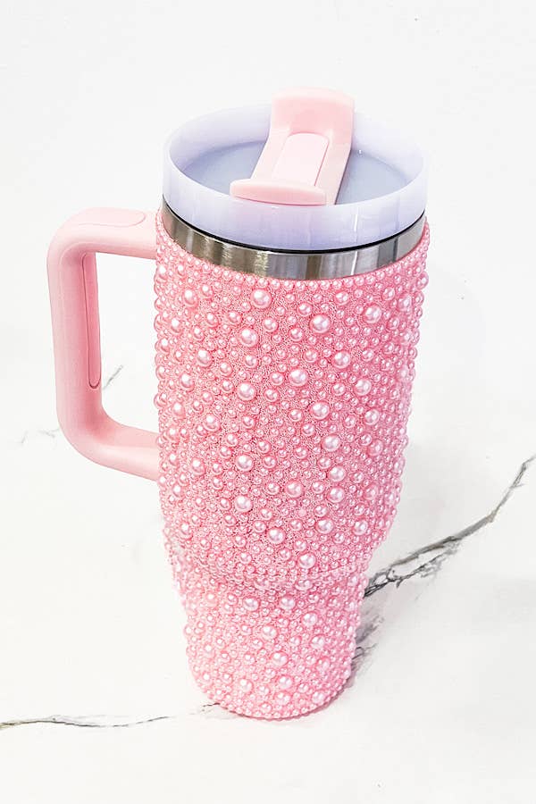40 oz Pink Pearl Studded Tumbler