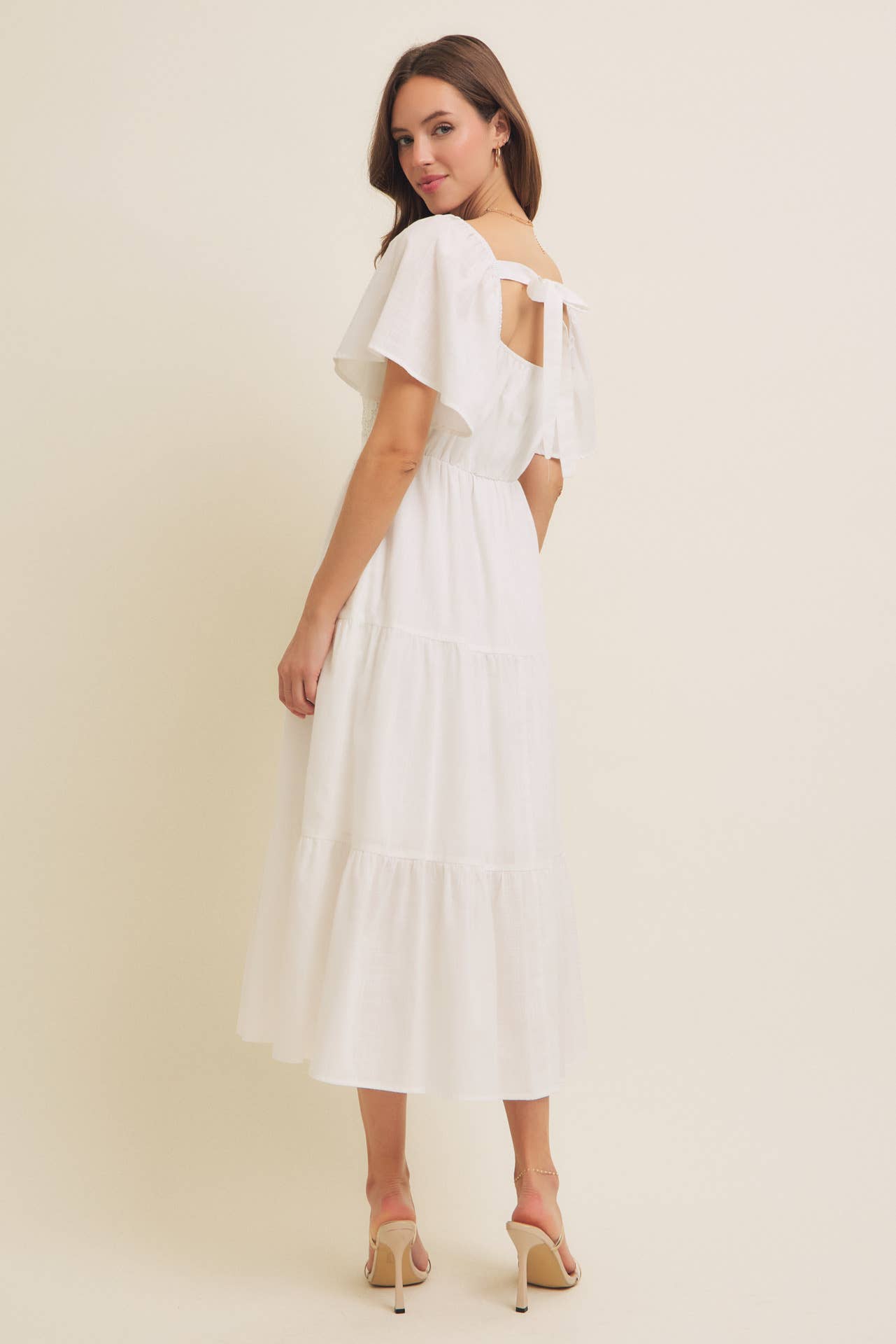 Flutter Sleeves Midi Dress