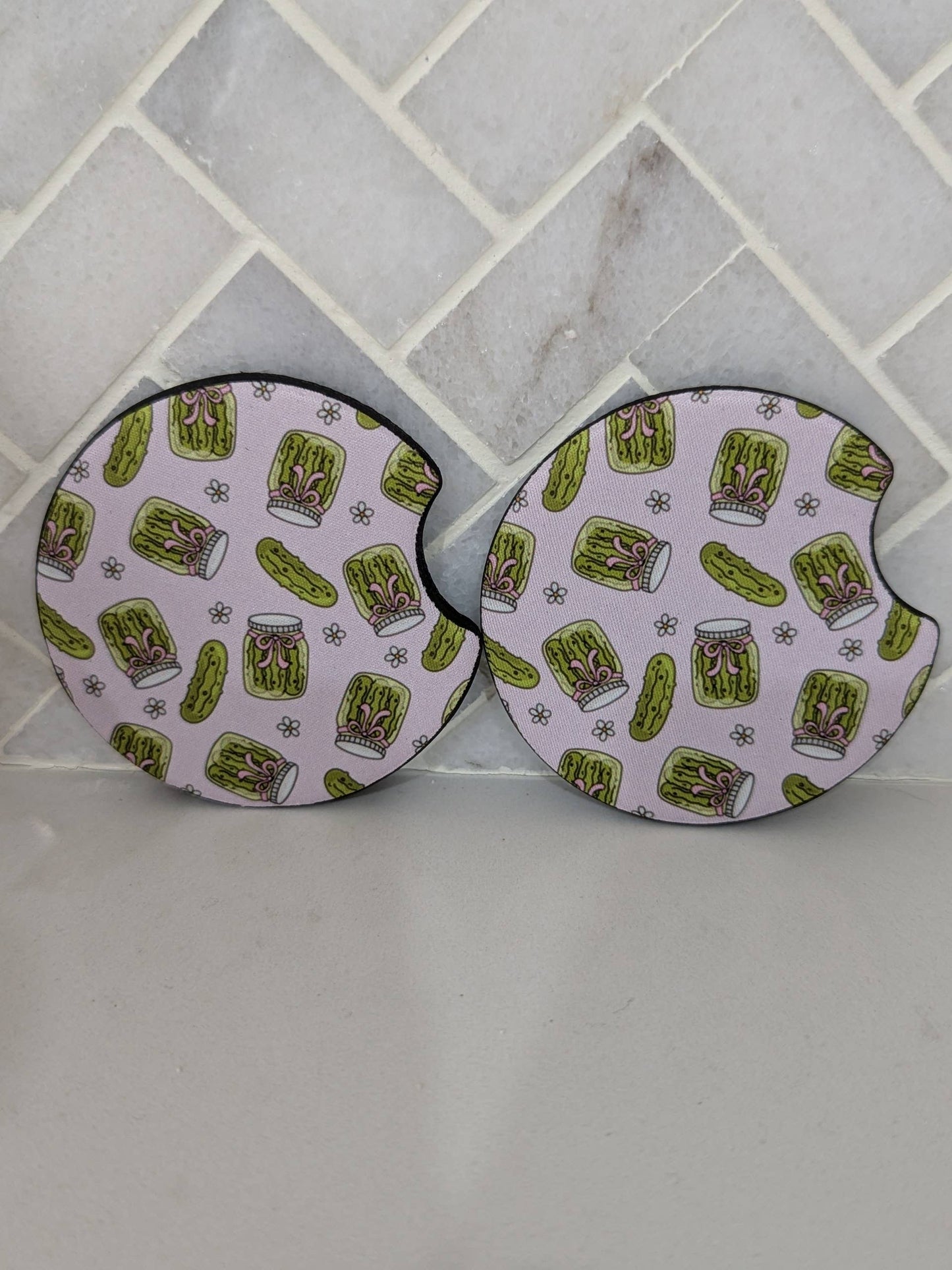 Pickle Lover Girls Coquette Car Coasters