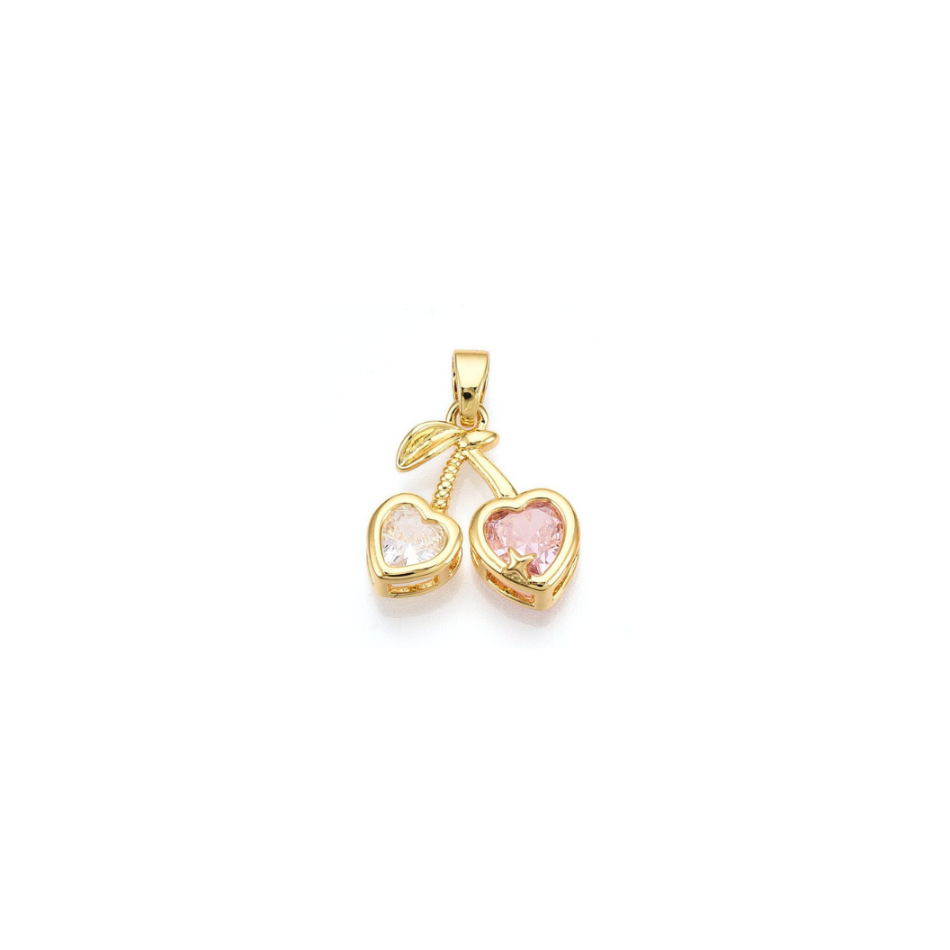 Gold Sweetheart Cherry Micro Pave Charm