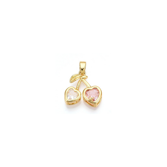 Gold Sweetheart Cherry Micro Pave Charm