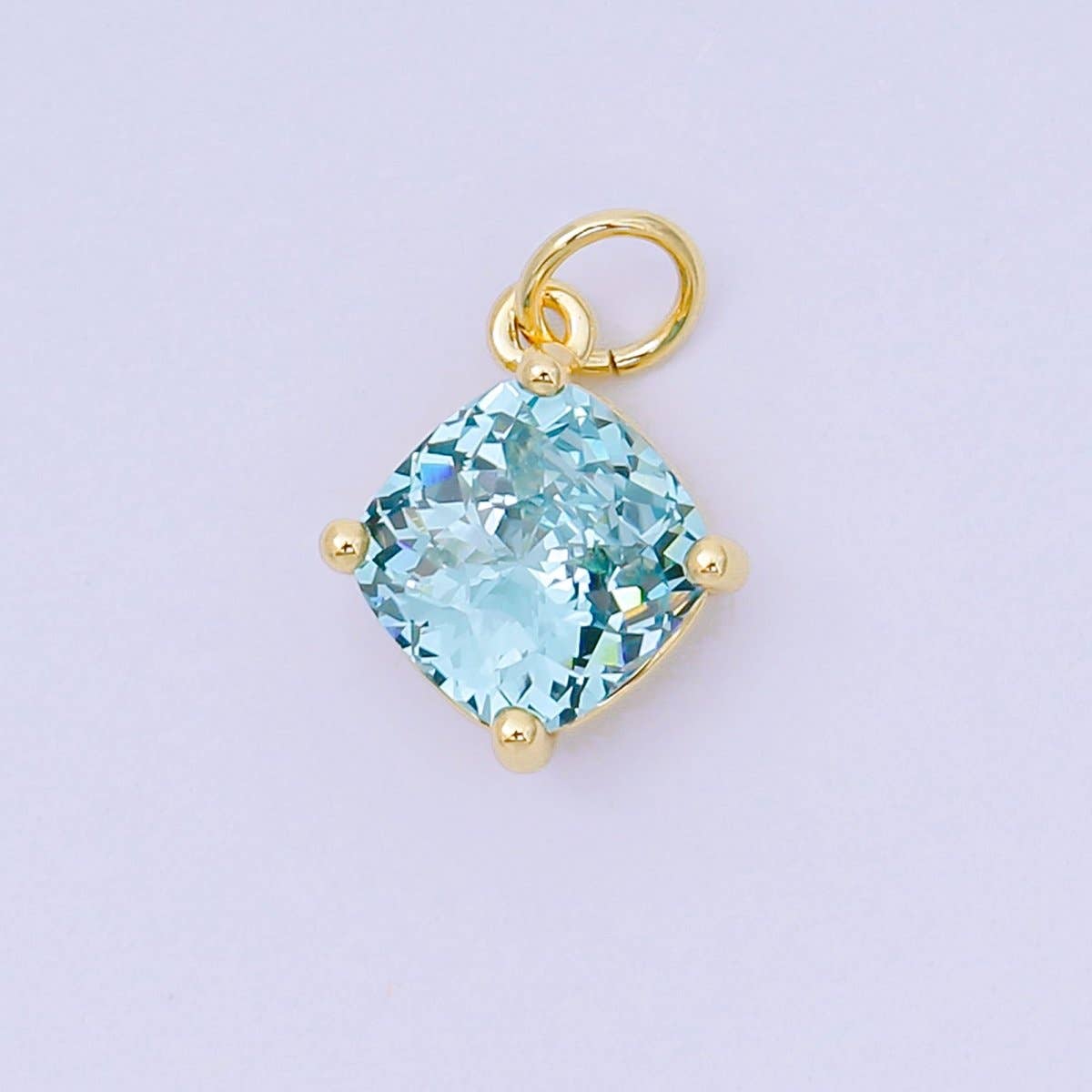 24K Gold Filled 13mm Rhombus Multicolor Birthstone CZ Charm in Gold | AC1561 - AC1567