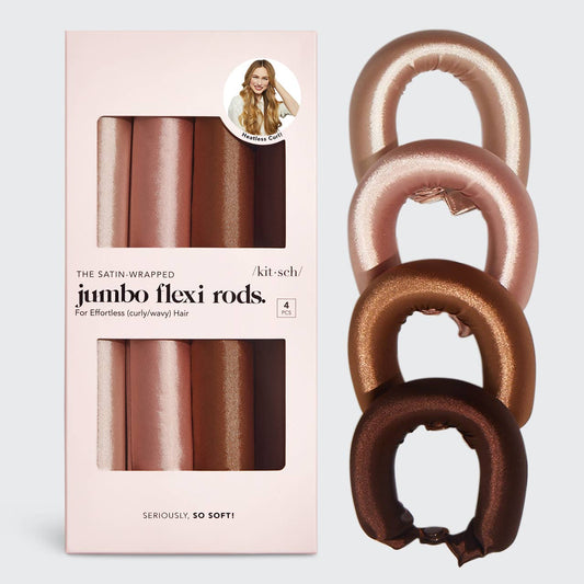 Kitsch | Satin Jumbo Flexi Rods 4 PCs- Rosewood