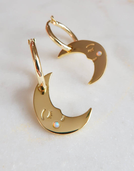 You are my Moonlit Secret Moon Hoop Earrings