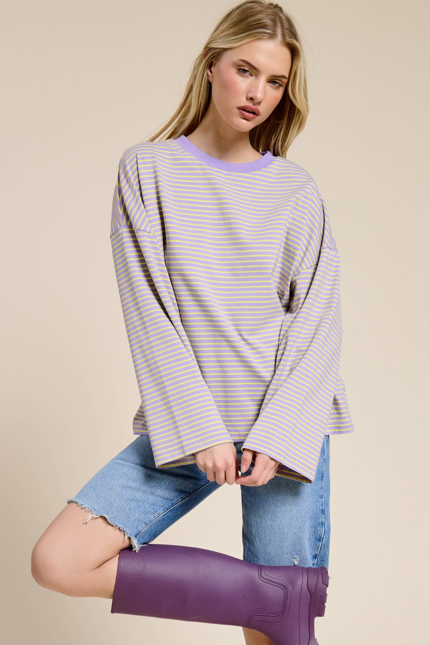 Mimosa | Striped Oversized Long Sleeve Top