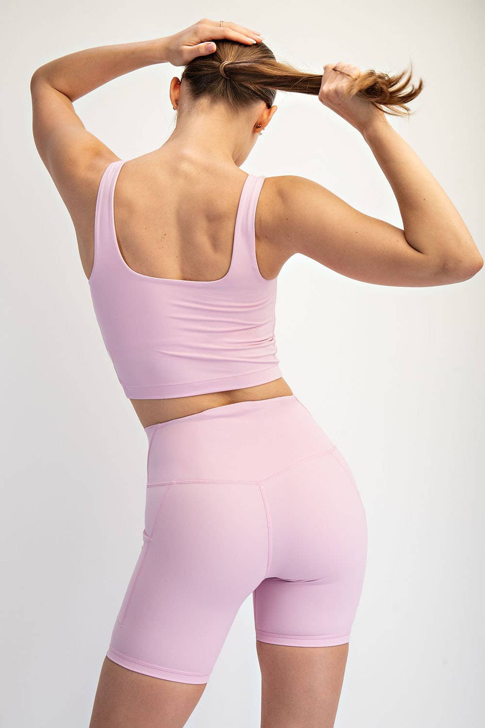 NYLON BUTTER SQUARE NECK CROPPED TANK
