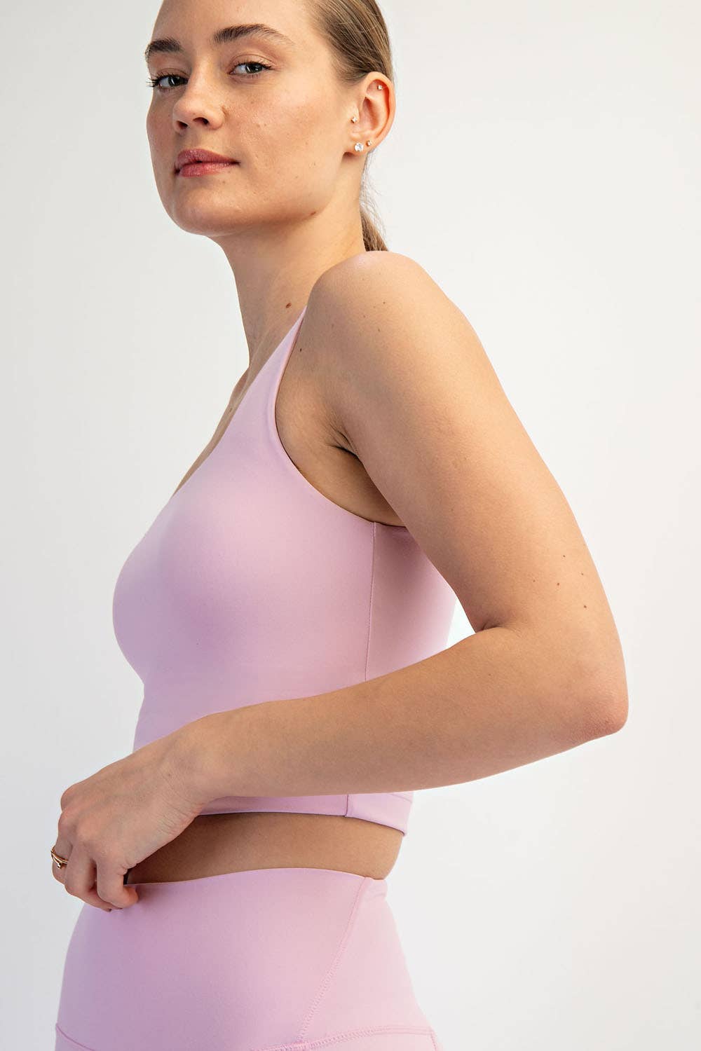 NYLON BUTTER SQUARE NECK CROPPED TANK