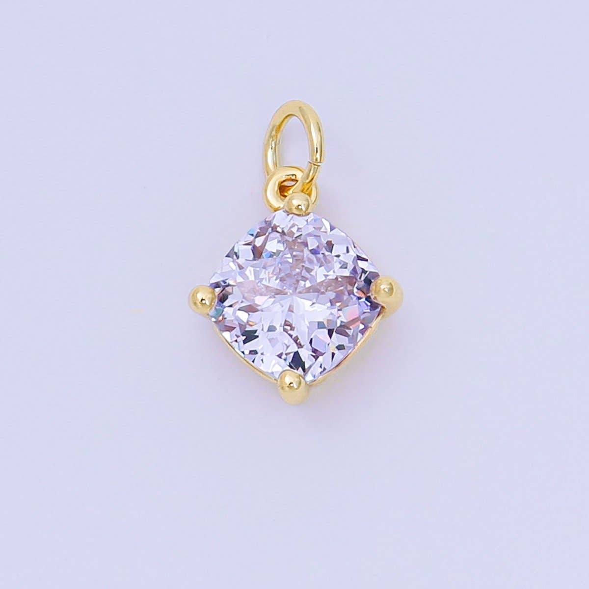 24K Gold Filled 13mm Rhombus Multicolor Birthstone CZ Charm in Gold | AC1561 - AC1567