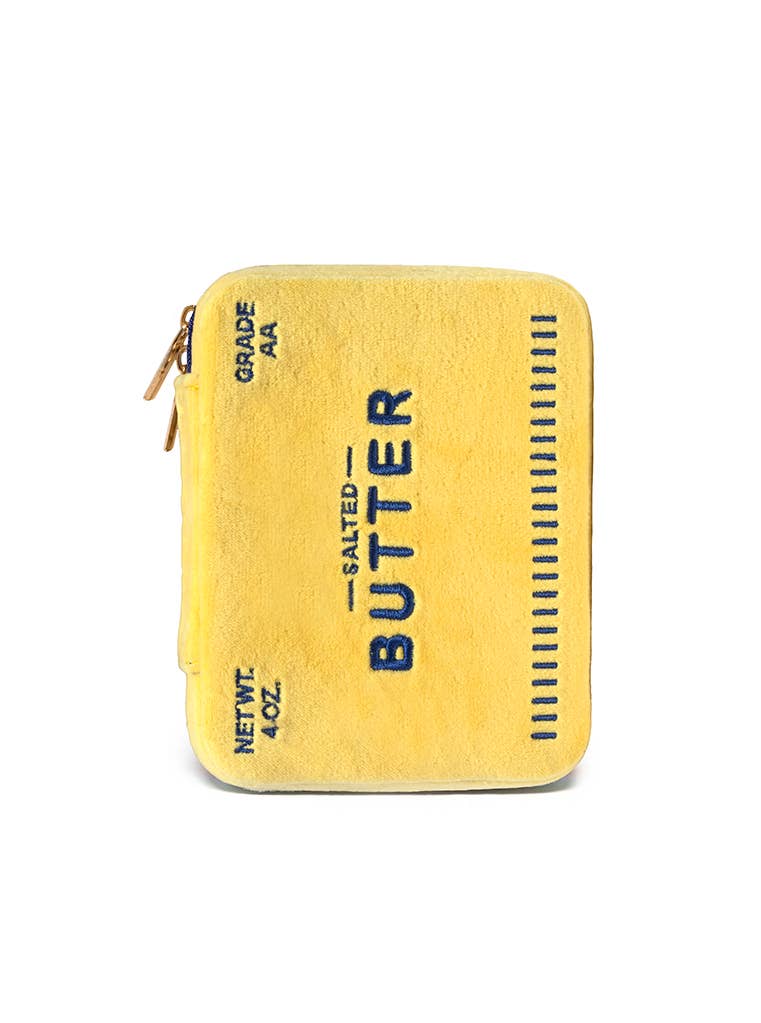 Velvet Jewelry Zip Case / Organizer - Butter Stick - Yellow