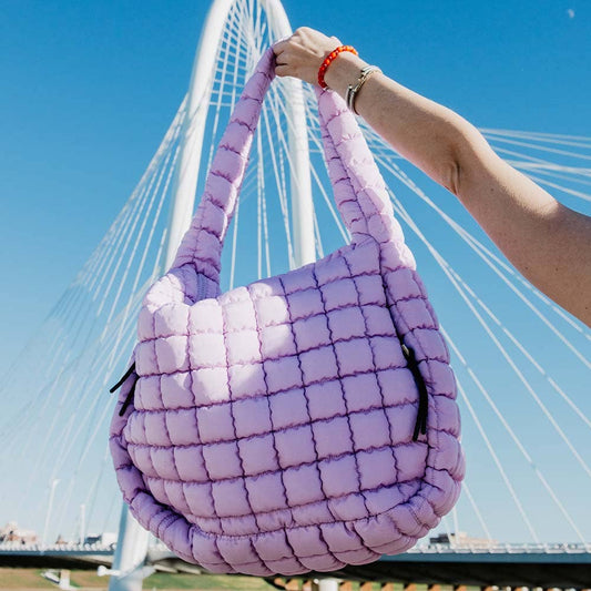 Light Purple Oversized Easter Quilted Hobo Tote Bag