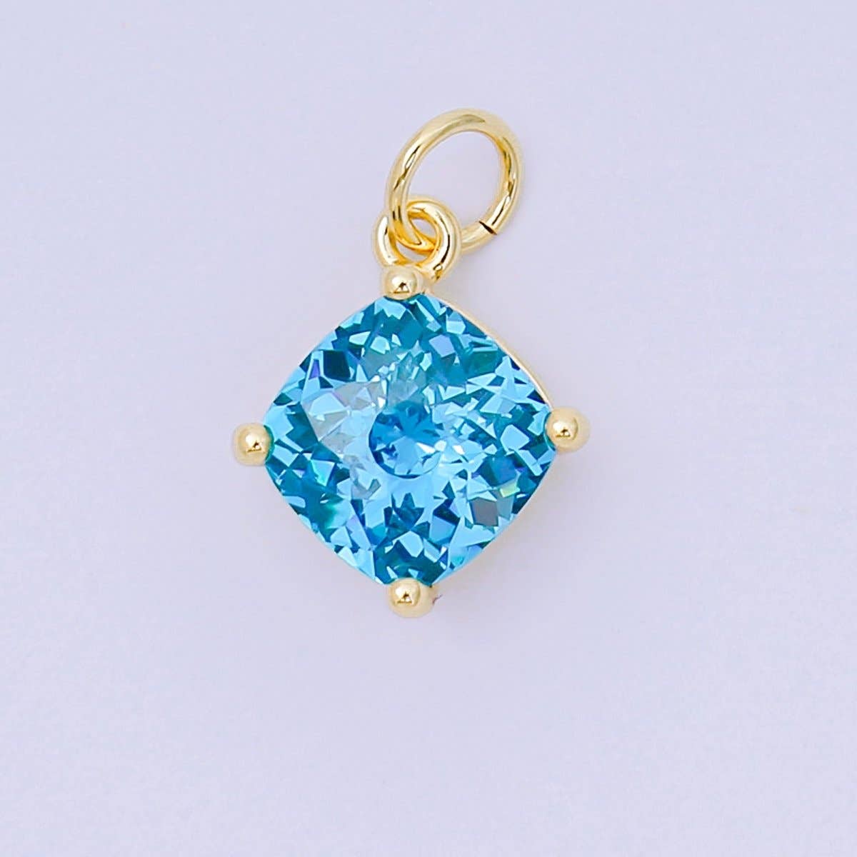 24K Gold Filled 13mm Rhombus Multicolor Birthstone CZ Charm in Gold | AC1561 - AC1567