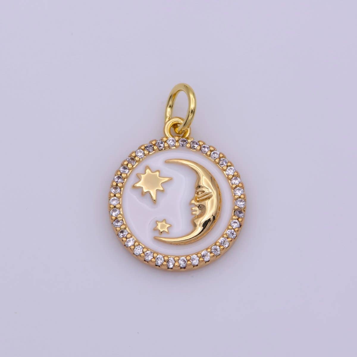 Celestial Enamel Moon and Star Charm