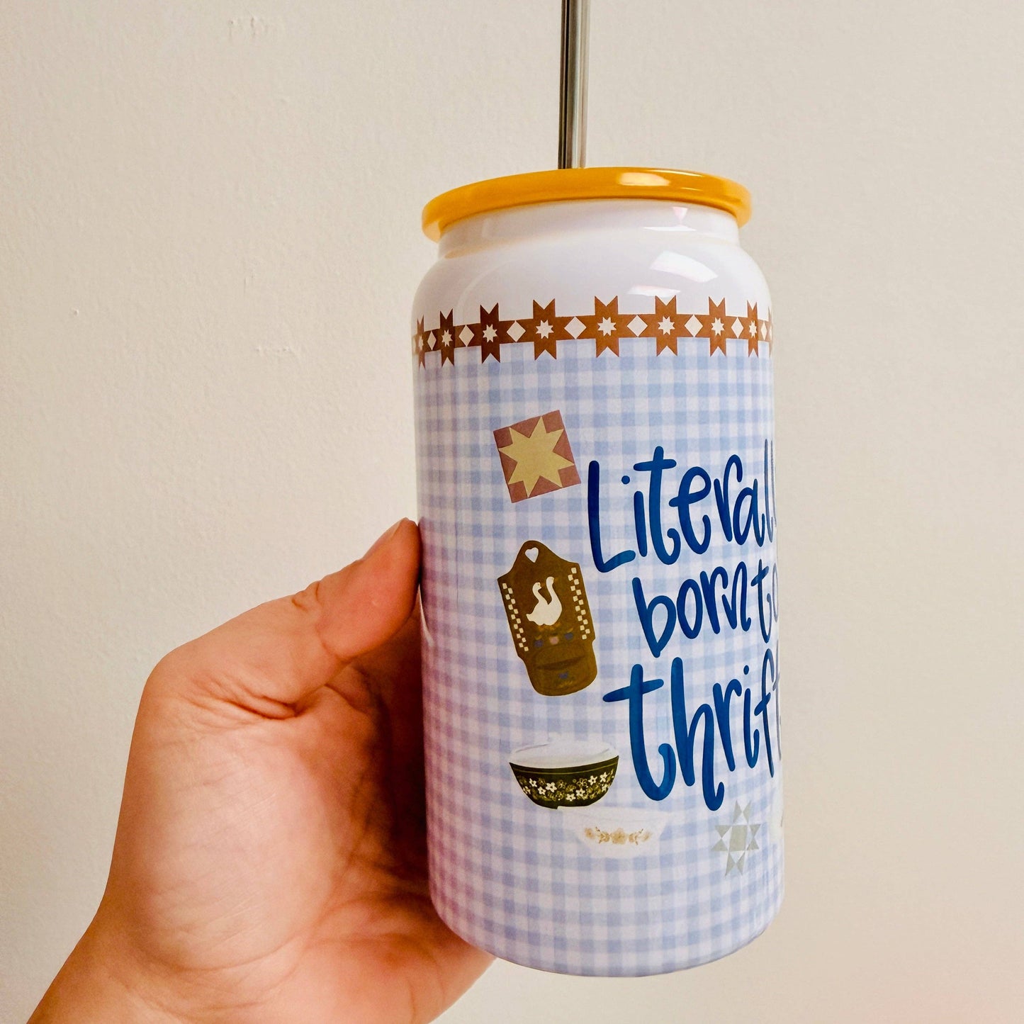 16 oz Stainless Steel Cup, Literally Born To Thrift