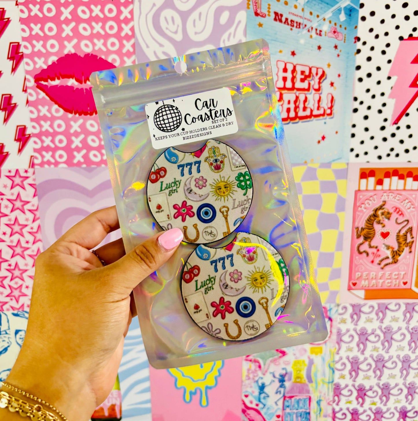 Lucky Girl Car Coasters | Car Coasters Set of 5