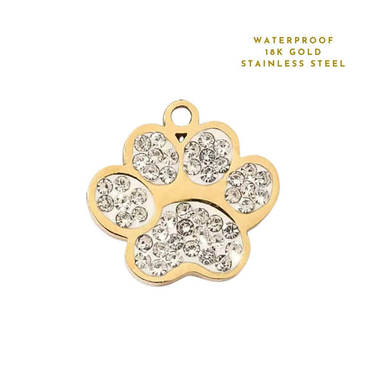 Diamante Dog Paw Charm | Charm Bar