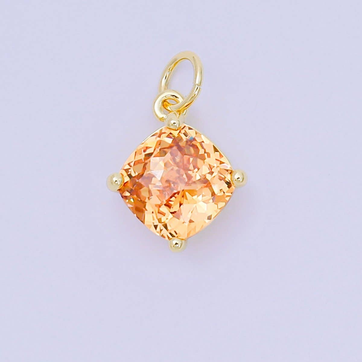 24K Gold Filled 13mm Rhombus Multicolor Birthstone CZ Charm in Gold | AC1561 - AC1567