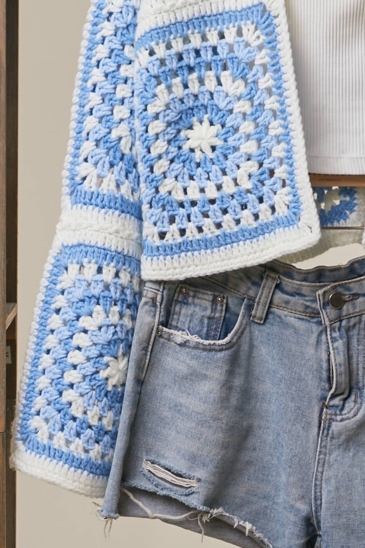 Hand Made Crochet Square Pattern Cardigan