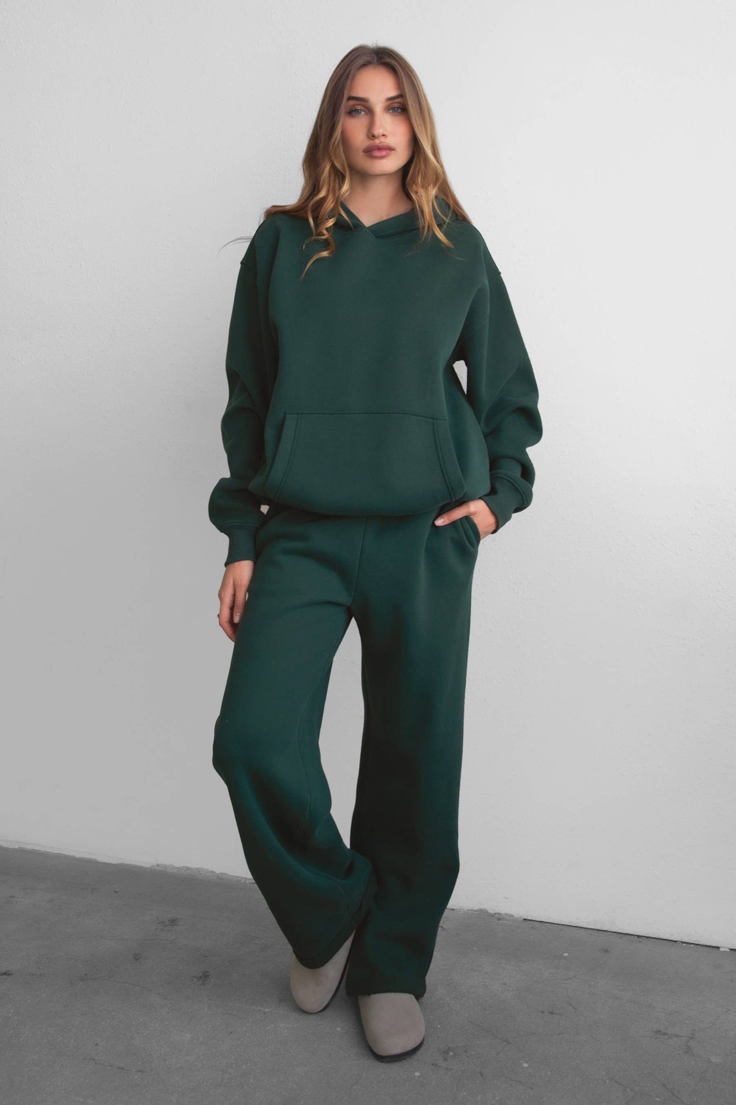 LANI Cloud Fleece Wide Leg Sweatpants Stretch Waist & Pocket
