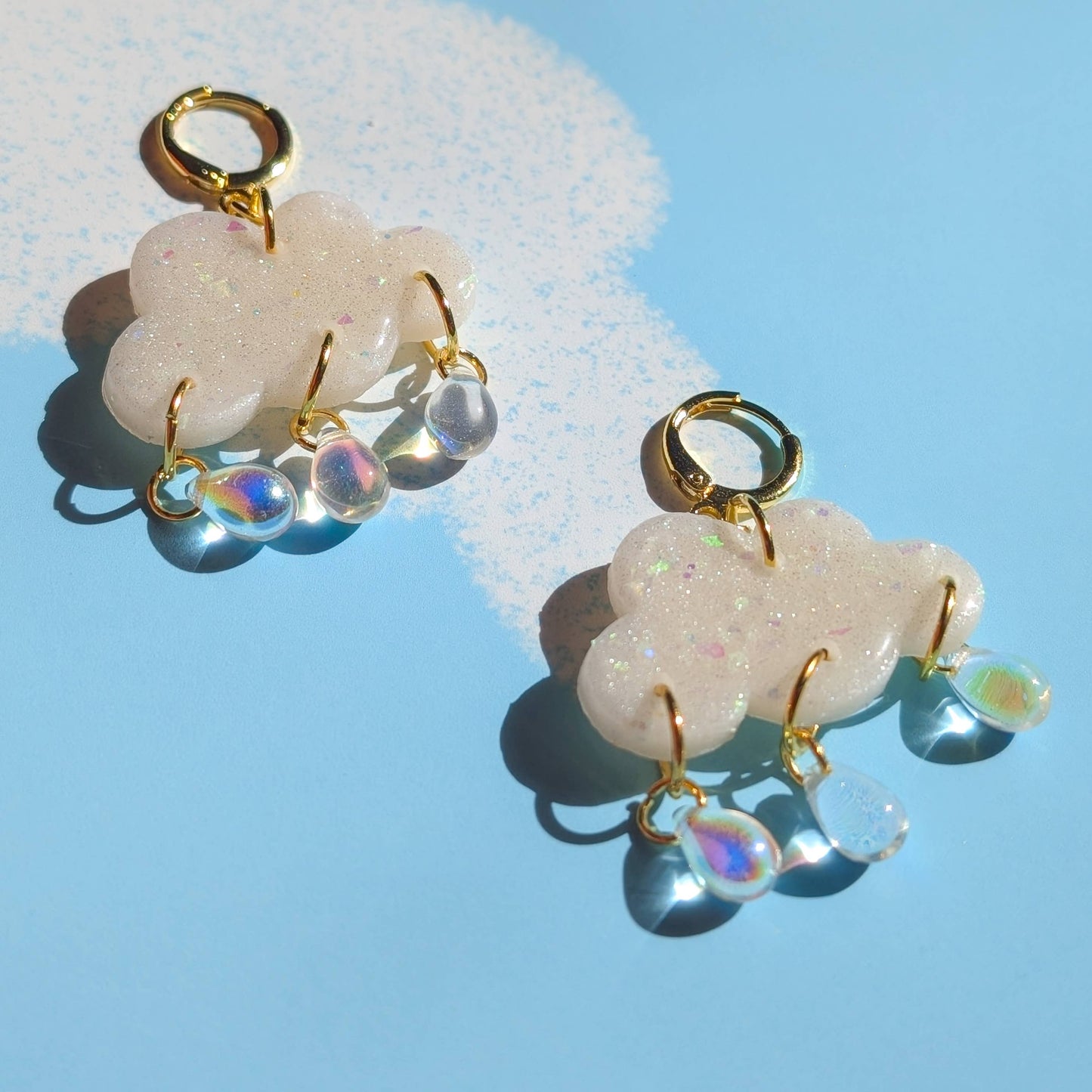 Opal earrings glitter cloud clay earrings cute iridescent
