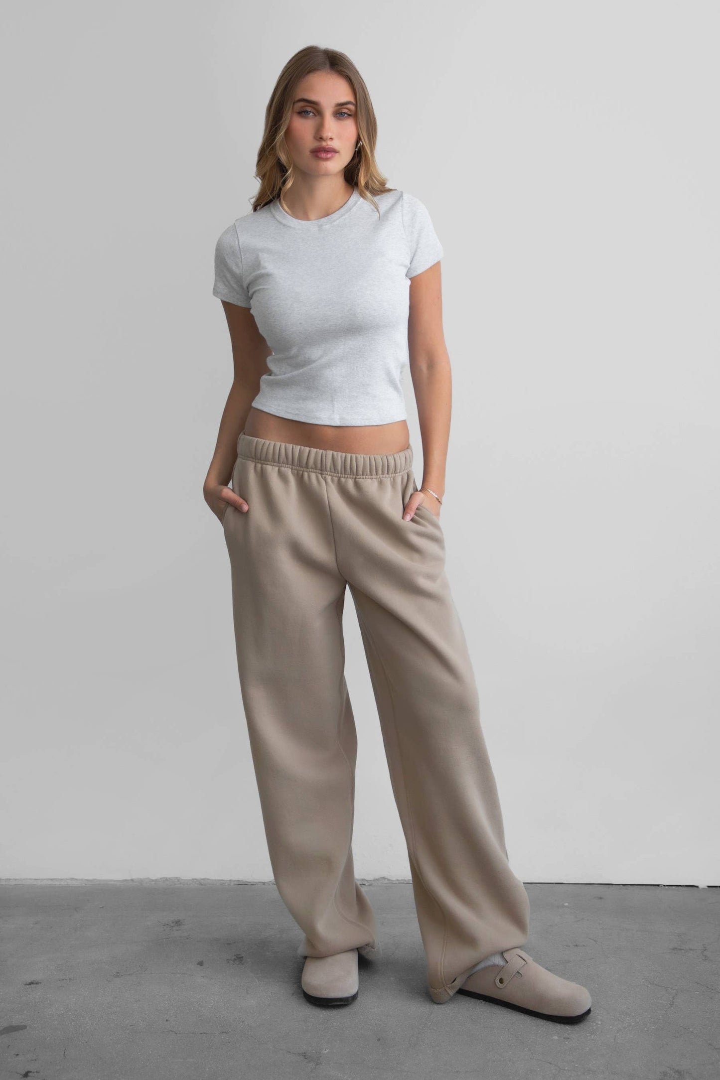 TICTOC | Cloud Fleece Wide Leg Sweatpants Stretch Waist & Pocket