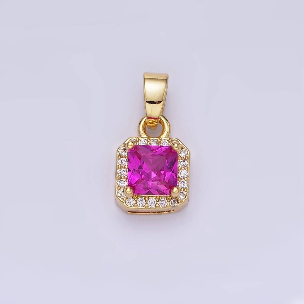 14K Gold Filled CZ Micro Paved Edged Square Pendant in Gold & Silver | AA1270 - AA1280