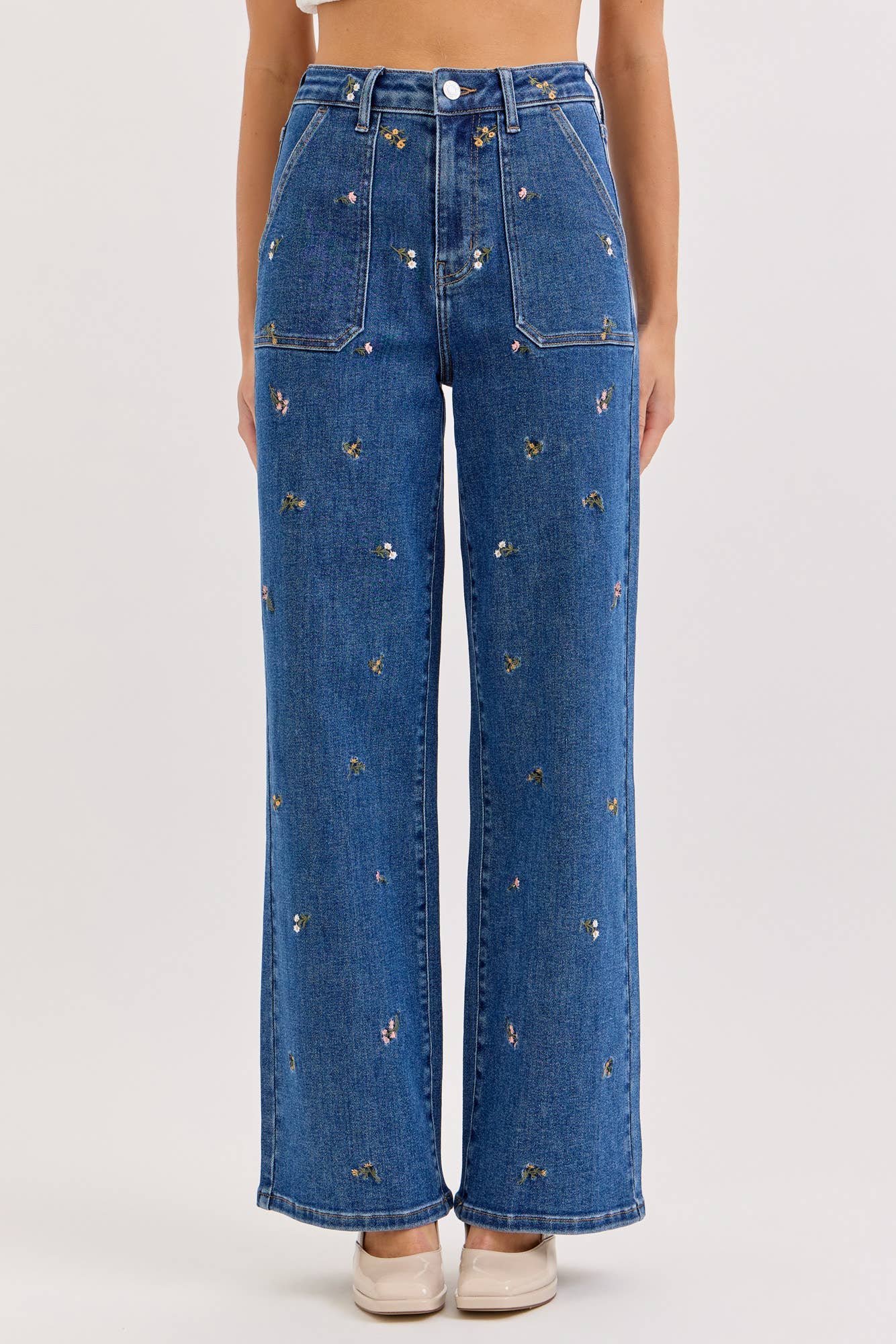 Flower Girl Embroidered Denim