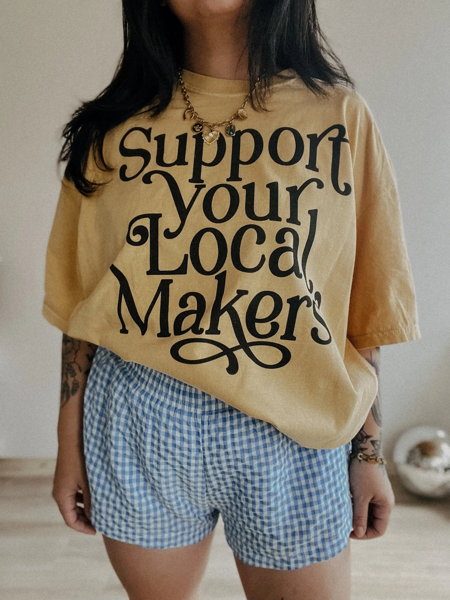 Support Your Local Makers Small Biz Graphic Tee - Mustard