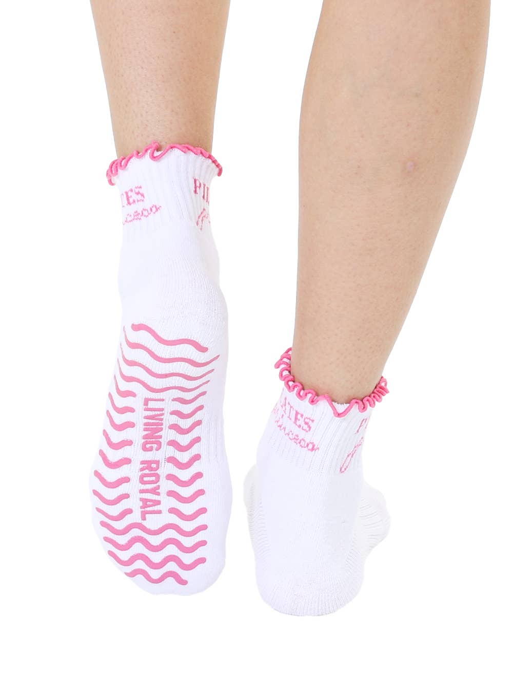 Bottom Grip Ankle Socks w/ Ruffles - "Pilates Princess"
