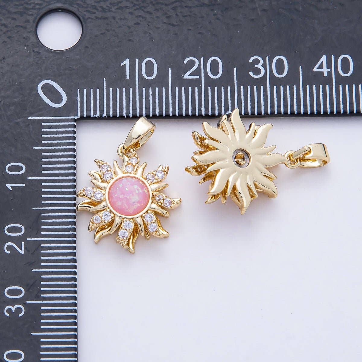 Spinning Rotating Pink Opal Celestial Sun Pendant Charm