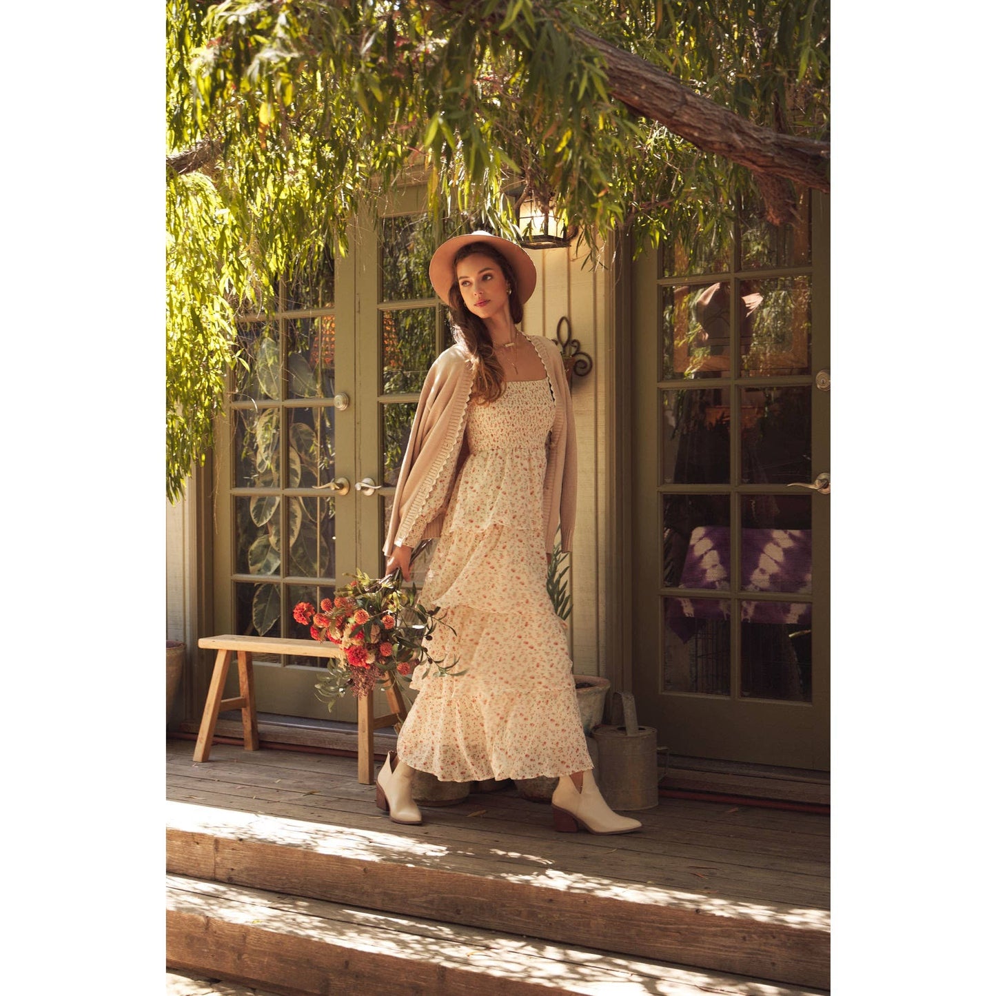 In February | Garden Floral Chiffon Maxi Dress