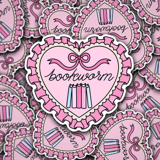 Vinyl Decal Bookworm Heart