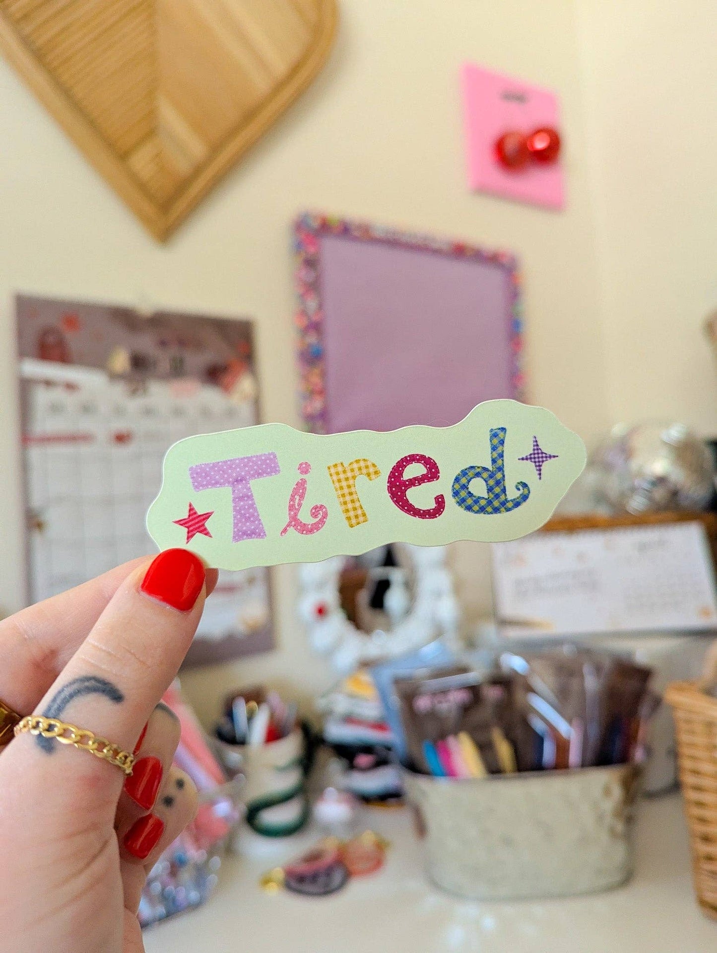 Tired matte sticker