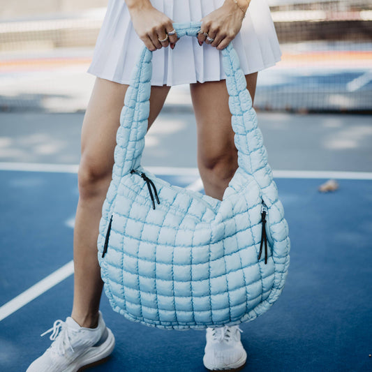 Light Blue Puffer Tote Bag