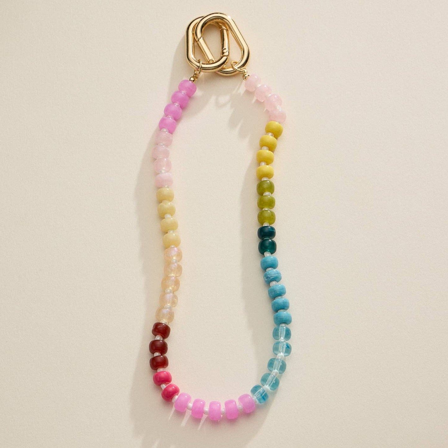 Colorful Beaded Bag Charm with Gold Clasp Trendy Accessory