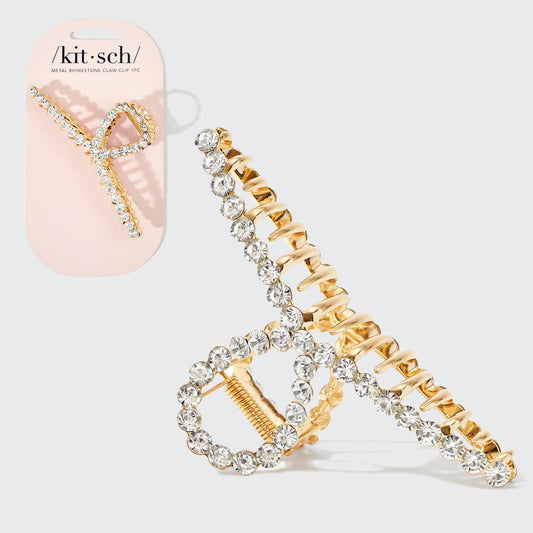 Kitsch | Metal Rhinestone Loop Claw Clip 1pc- Gold