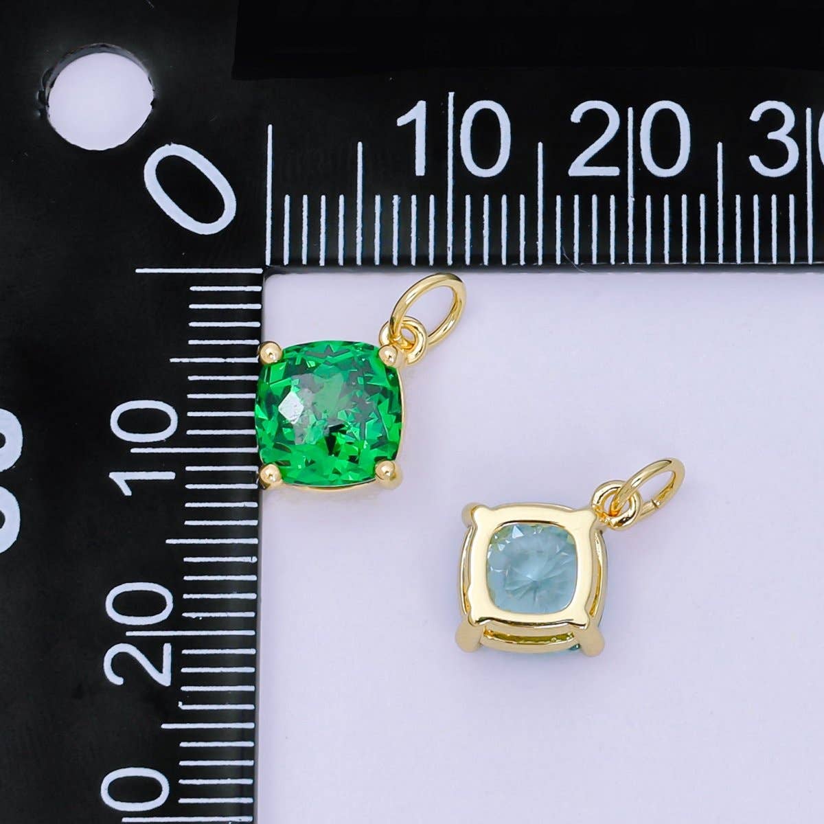 24K Gold Filled 13mm Rhombus Multicolor Birthstone CZ Charm in Gold | AC1561 - AC1567