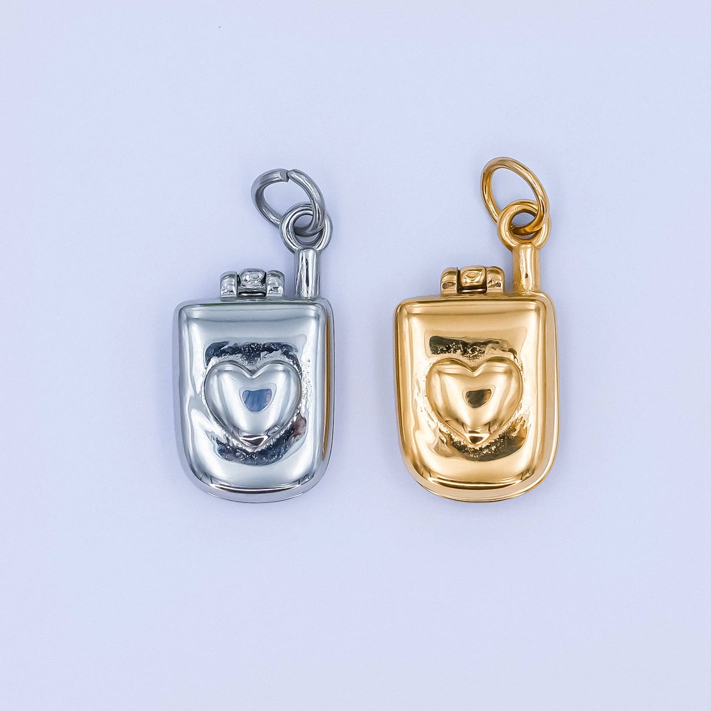 Vintage Heart Flip Phone Charm