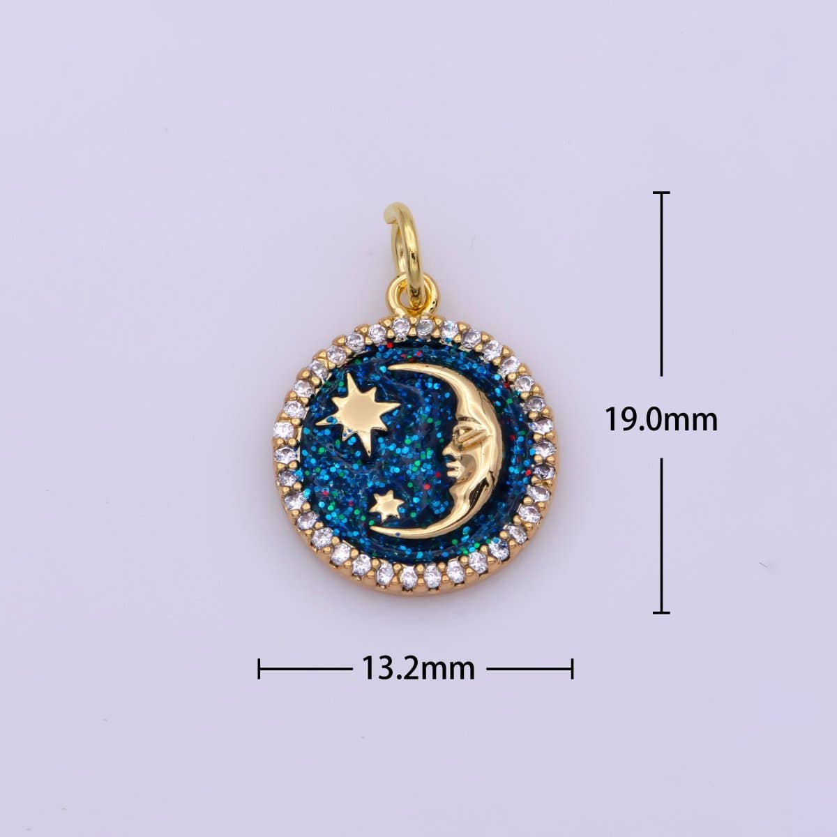 Celestial Enamel Moon and Star Charm