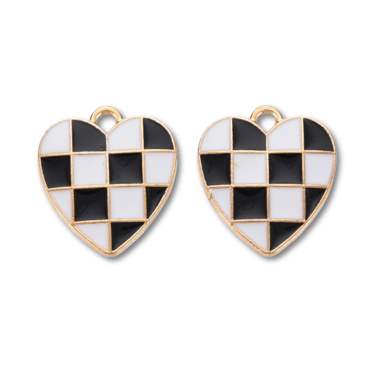 Heart Checkered Gold Charm